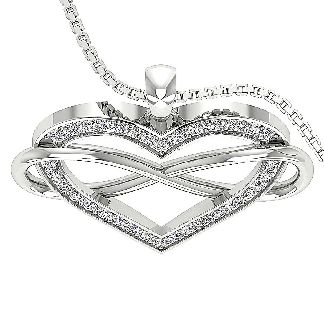 The Cruz Round Cut Diamond Infinite Knots Heart Pendant Yellow Gold Prong Set - Image 6