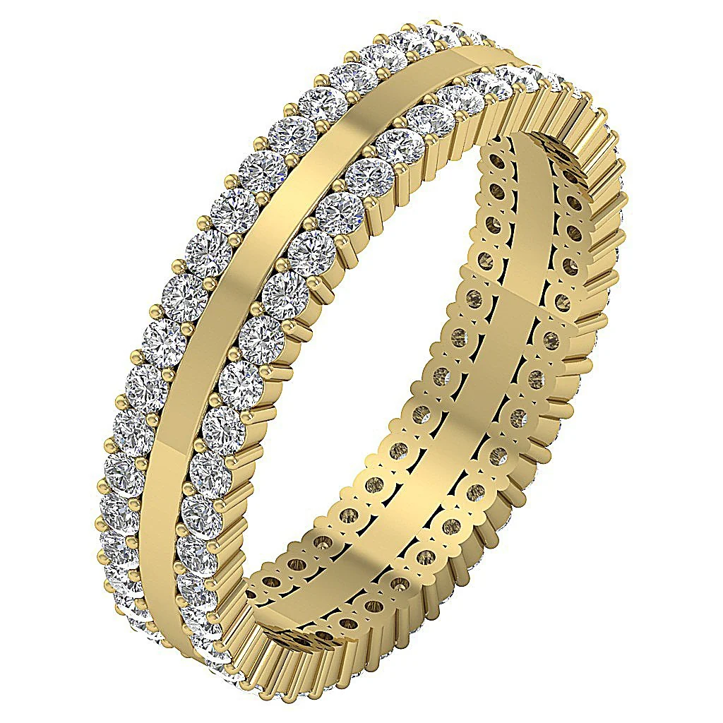 The Cruz Two Row Classic Eternity Anniversary Ring Rose Gold Natural Diamond Prong Set - Image 3