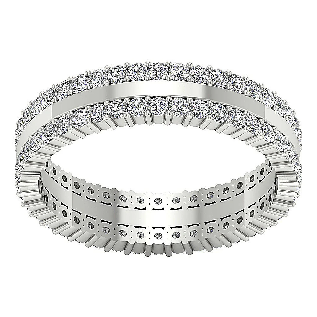 The Cruz Two Row Classic Eternity Anniversary Ring Rose Gold Natural Diamond Prong Set - Image 4