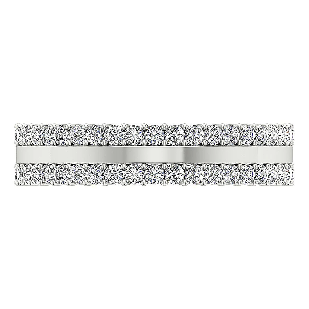 The Cruz Two Row Classic Eternity Anniversary Ring Rose Gold Natural Diamond Prong Set - Image 6