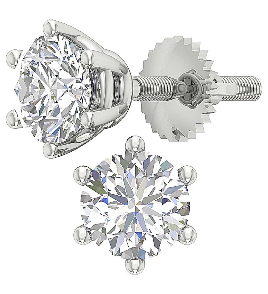 I1 G 2.10Ct Six Prong Set Round Solitaire Diamond Stud Earring White Yellow Rose Gold - Image 11