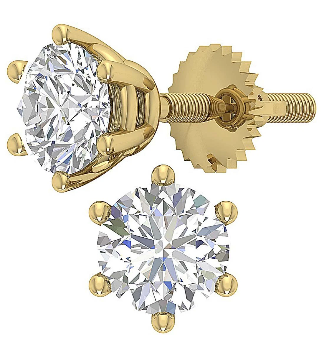 I1 G 2.10Ct Six Prong Set Round Solitaire Diamond Stud Earring White Yellow Rose Gold - Image 12