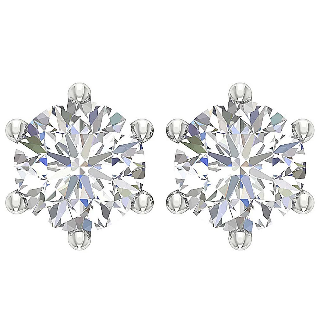 I1 G 2.10Ct Six Prong Set Round Solitaire Diamond Stud Earring White Yellow Rose Gold - Image 5