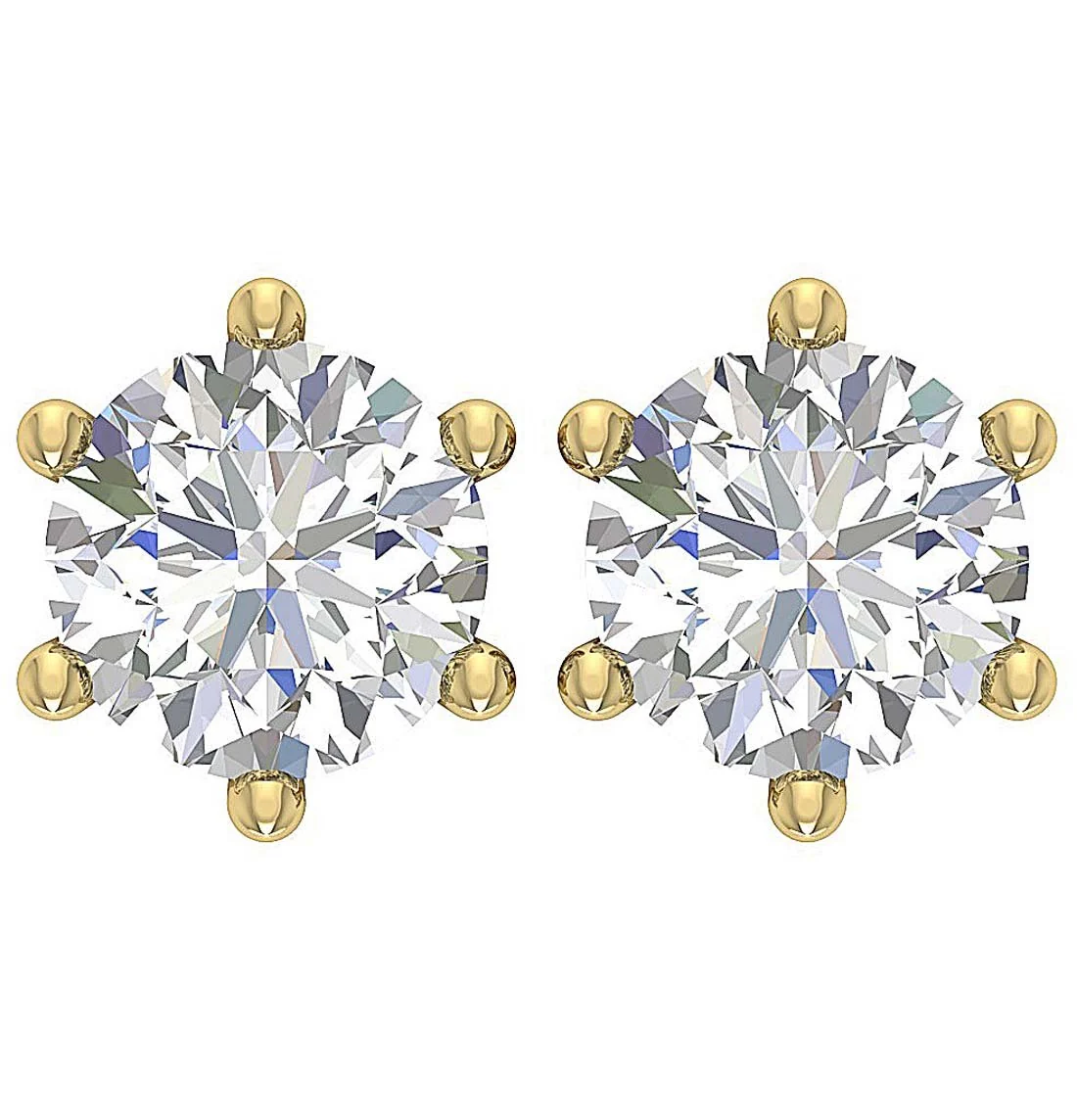 I1 G 2.10Ct Six Prong Set Round Solitaire Diamond Stud Earring White Yellow Rose Gold - Image 6