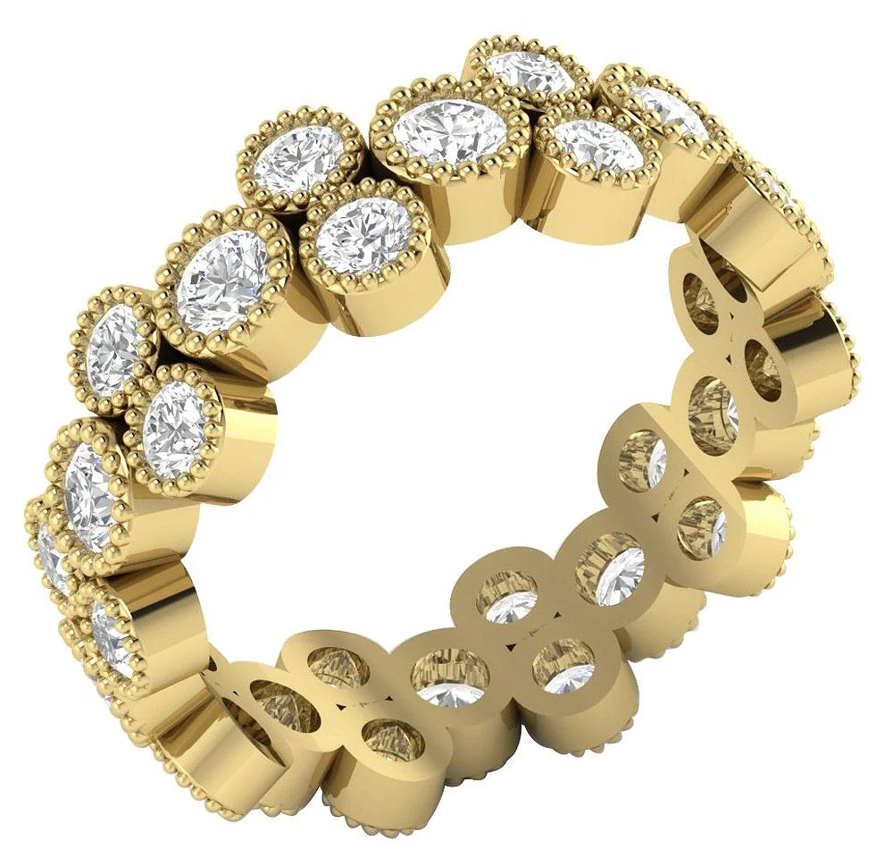 The Cyrus Milgrain Bezel Set Round Cut Diamond 14K Yellow Gold Full Eternity Ring