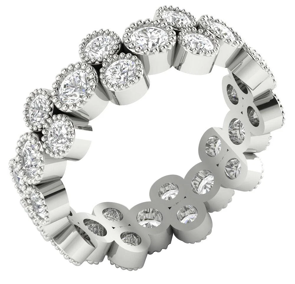 The Cyrus Milgrain Bezel Set Round Cut Diamond 14K Yellow Gold Full Eternity Ring - Image 2