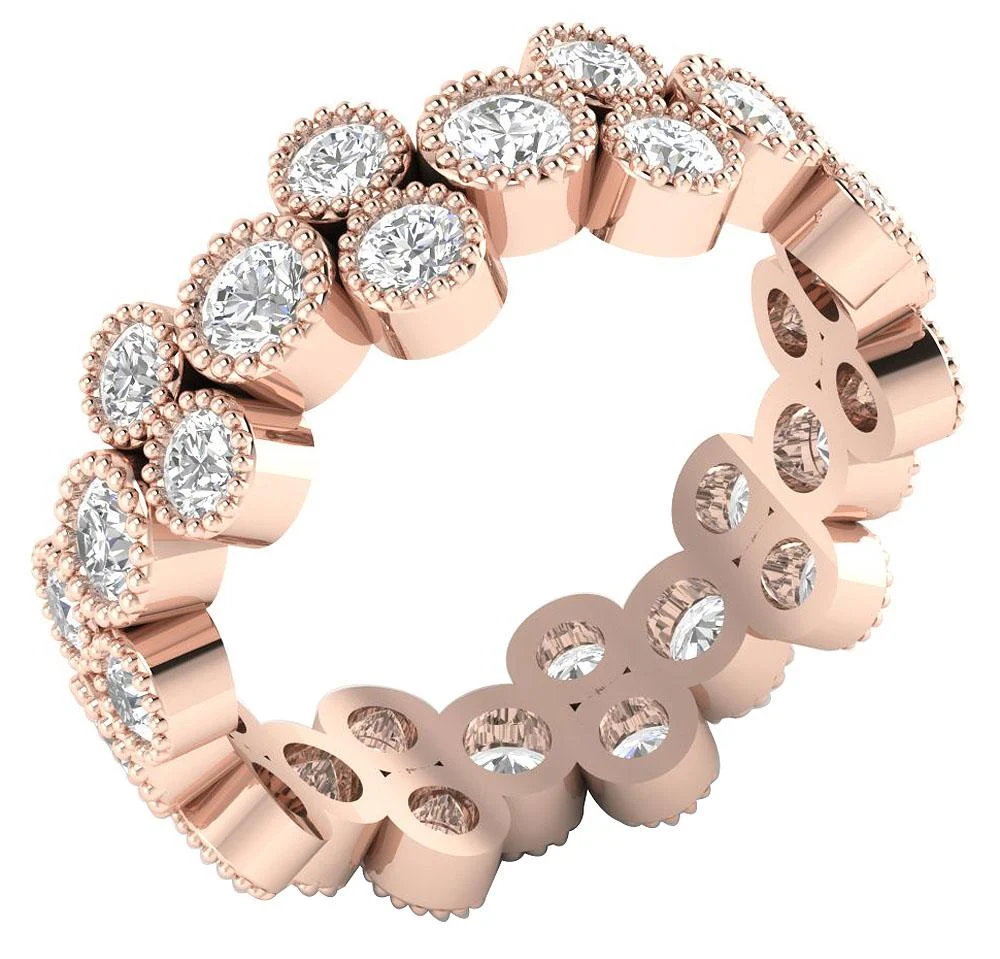 The Cyrus Milgrain Bezel Set Round Cut Diamond 14K Yellow Gold Full Eternity Ring - Image 3