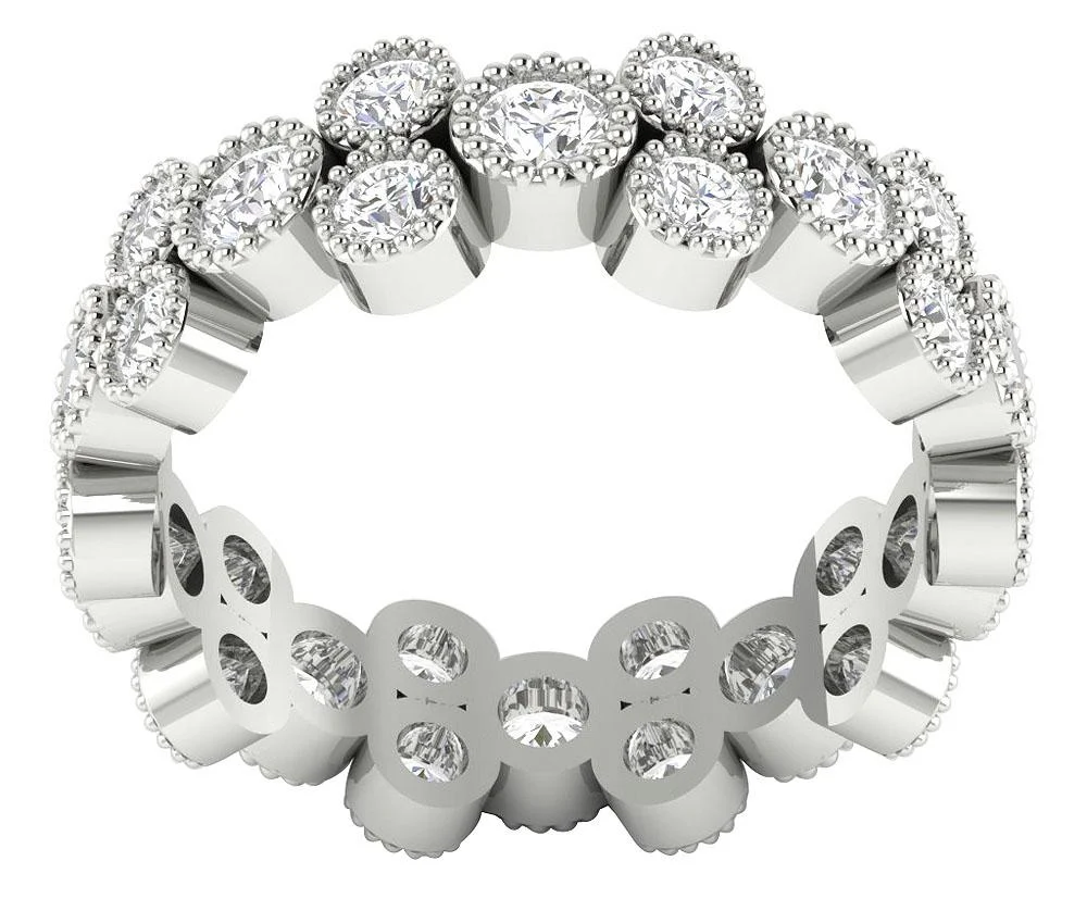 The Cyrus Milgrain Bezel Set Round Cut Diamond 14K Yellow Gold Full Eternity Ring - Image 4
