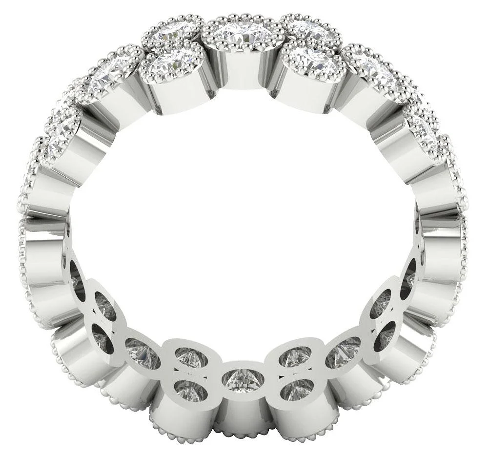 The Cyrus Milgrain Bezel Set Round Cut Diamond 14K Yellow Gold Full Eternity Ring - Image 5