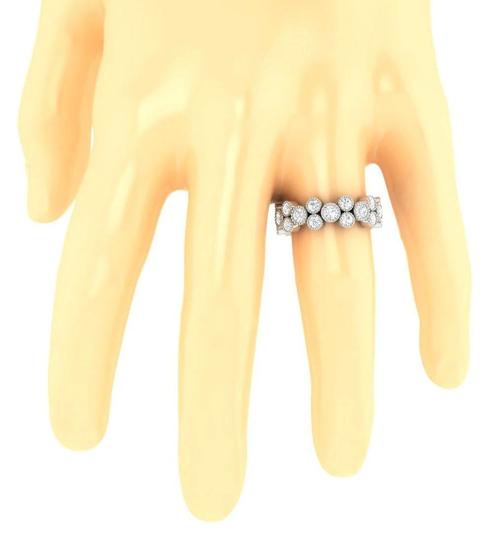 The Cyrus Milgrain Bezel Set Round Cut Diamond 14K Yellow Gold Full Eternity Ring - Image 7