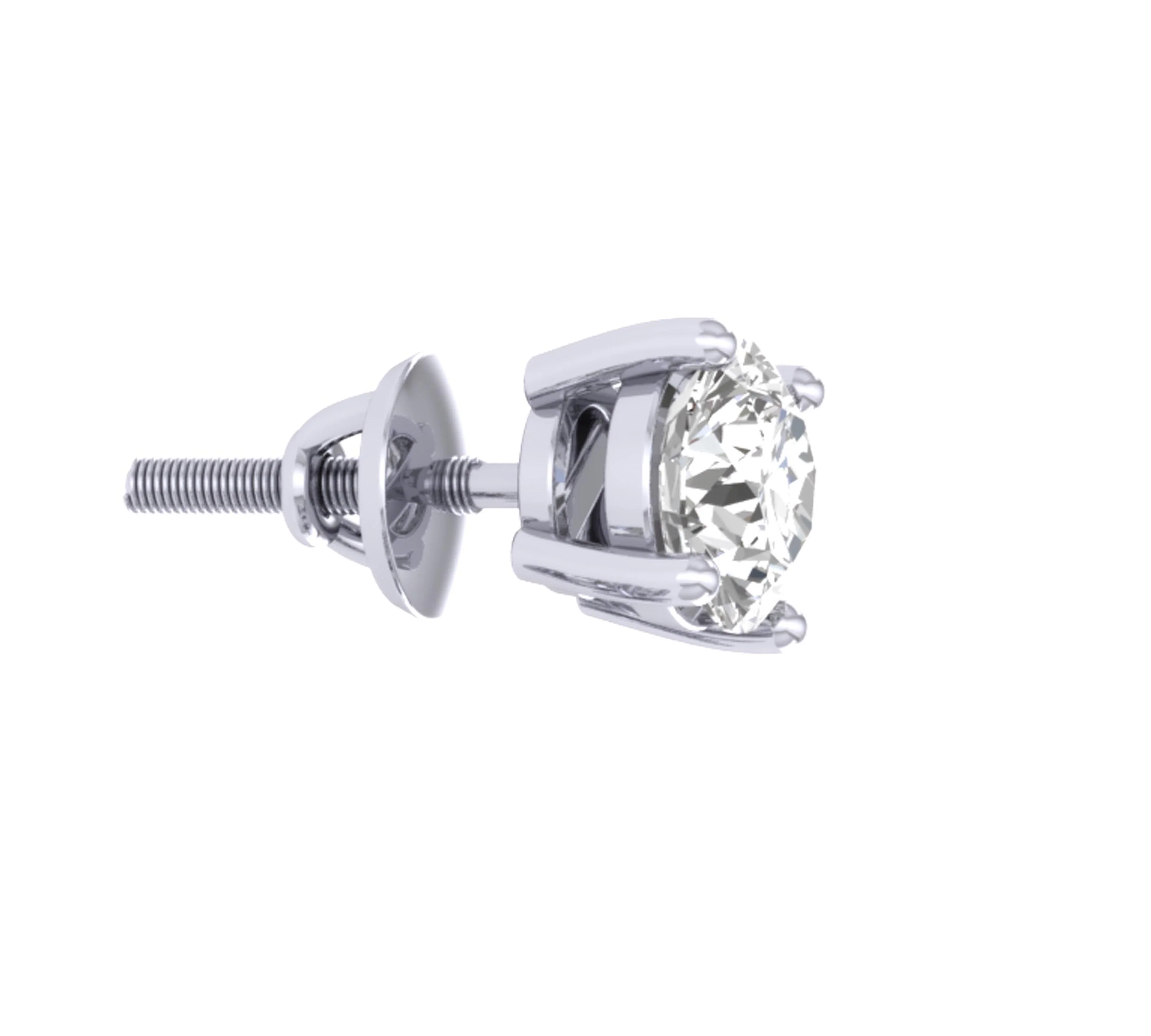 0.30Ct 14K Solid Gold Genuine Diamond Solitaire Stud Earring Screw Back - Image 3