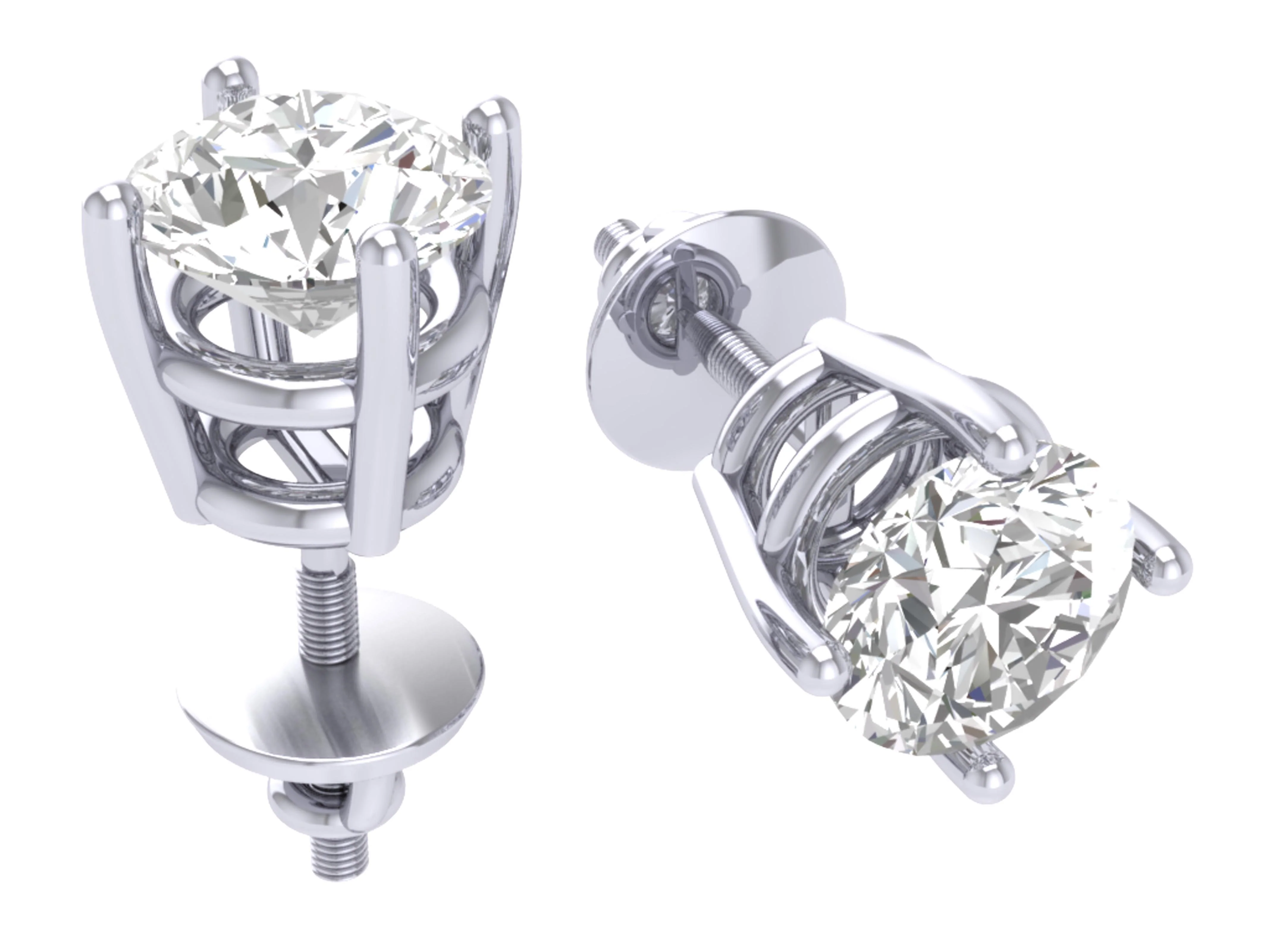 0.30Ct 14K Solid Gold Genuine Diamond Solitaire Stud Earring Screw Back - Image 5