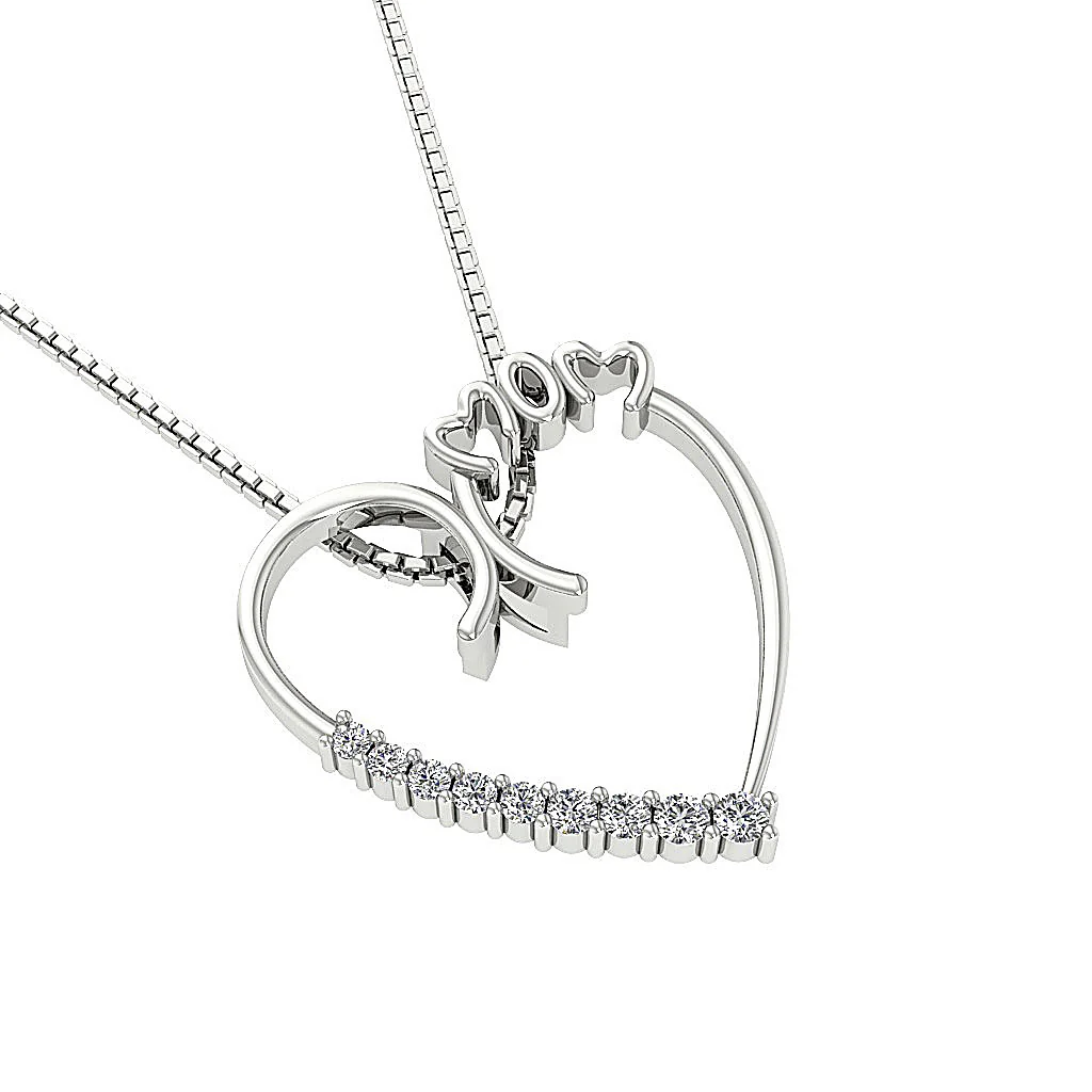 The Dakota Elegant MOM Heart Pendant 14K Solid Gold Natural Diamond Prong Set - Image 10