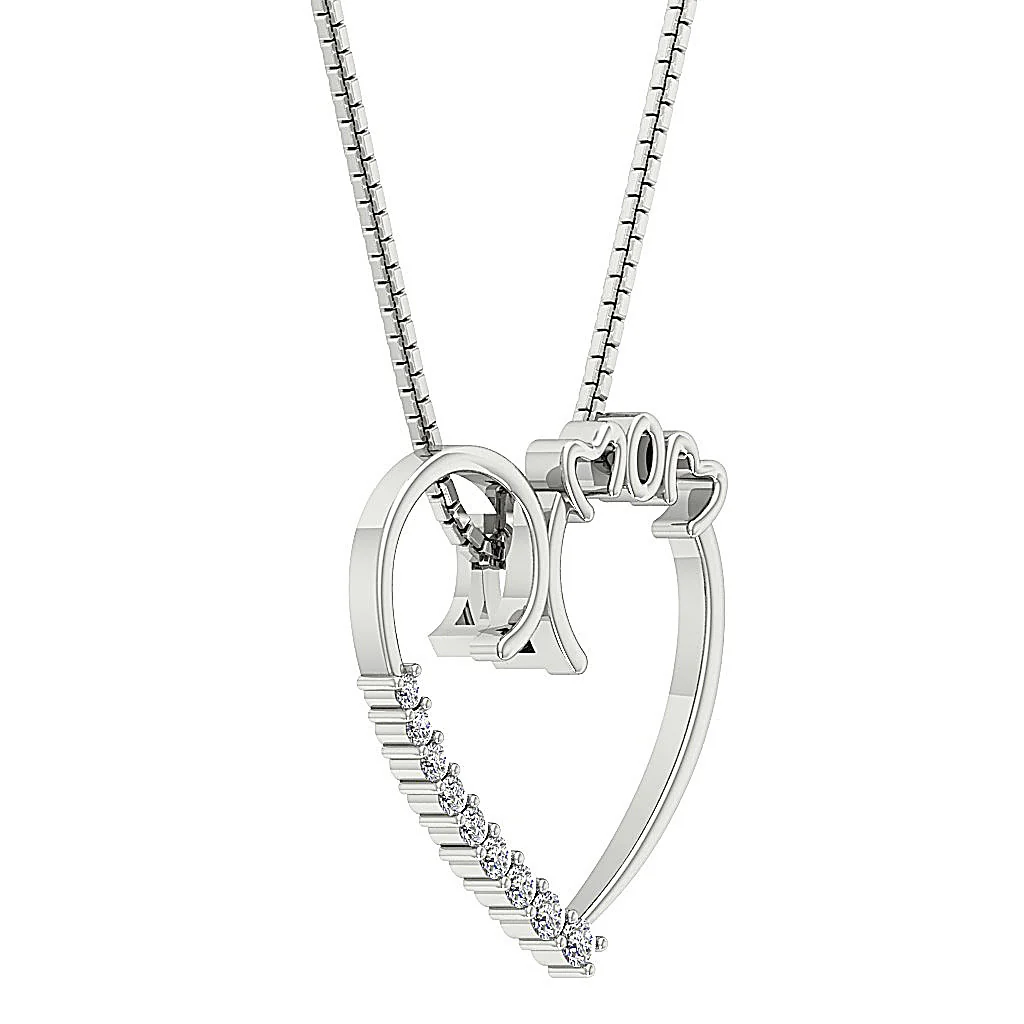 The Dakota Elegant MOM Heart Pendant 14K Solid Gold Natural Diamond Prong Set - Image 7