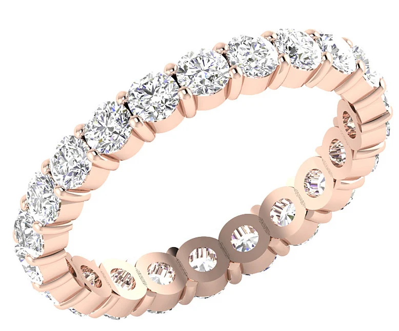 The Dakota Classic Full Eternity Ring Rose Gold 2 Carat Natural Diamond Prong Set