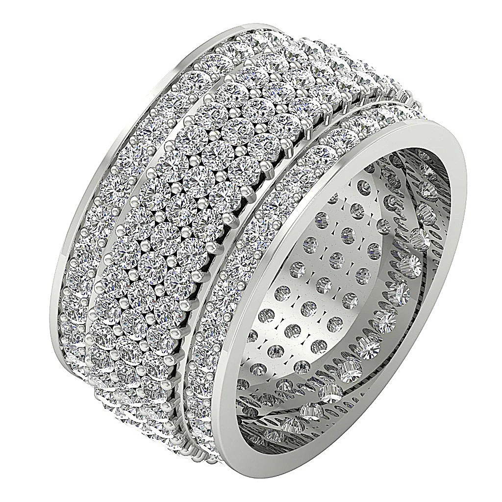 The Dallas Sparkly Round Brilliant Cut Diamond Eternity Engagement Ring 14K Solid White Gold - Image 2