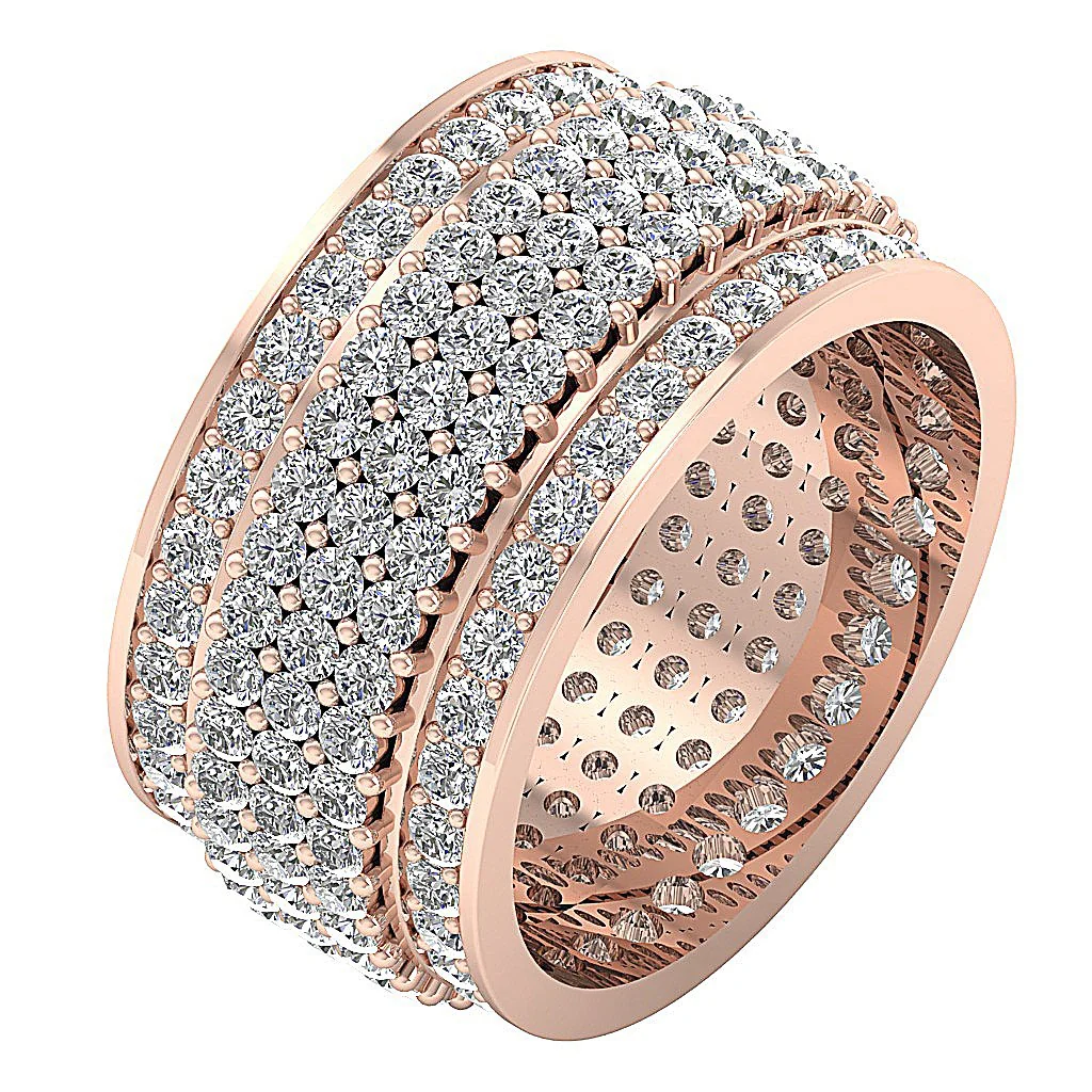 The Dallas Sparkly Round Brilliant Cut Diamond Eternity Engagement Ring 14K Solid White Gold - Image 4