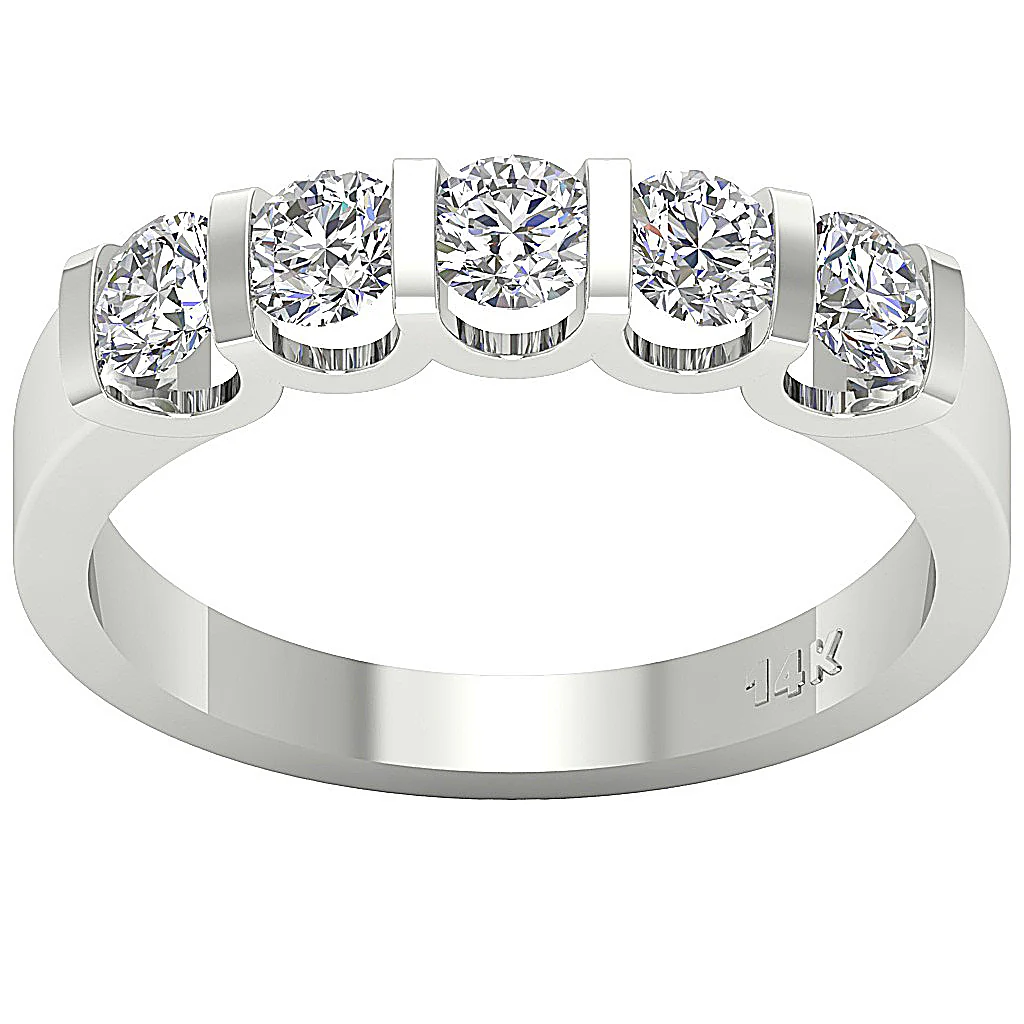 The Dalton Bar Set Natural Diamond Five Stone Engagement 14K White Gold Ring