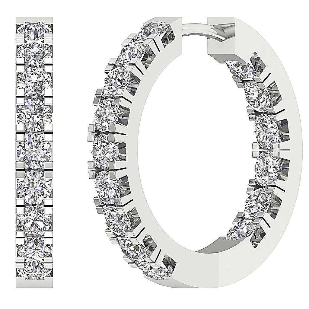 The Damian 14K Yellow Gold In Outside Hoop Earring Natural Diamond 0.70 Inch - Image 10