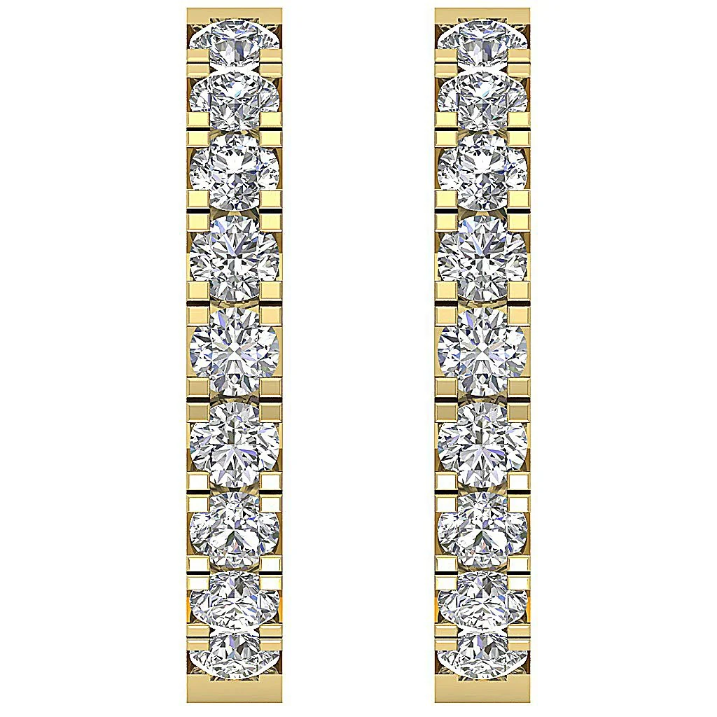 The Damian 14K Yellow Gold In Outside Hoop Earring Natural Diamond 0.70 Inch - Image 11