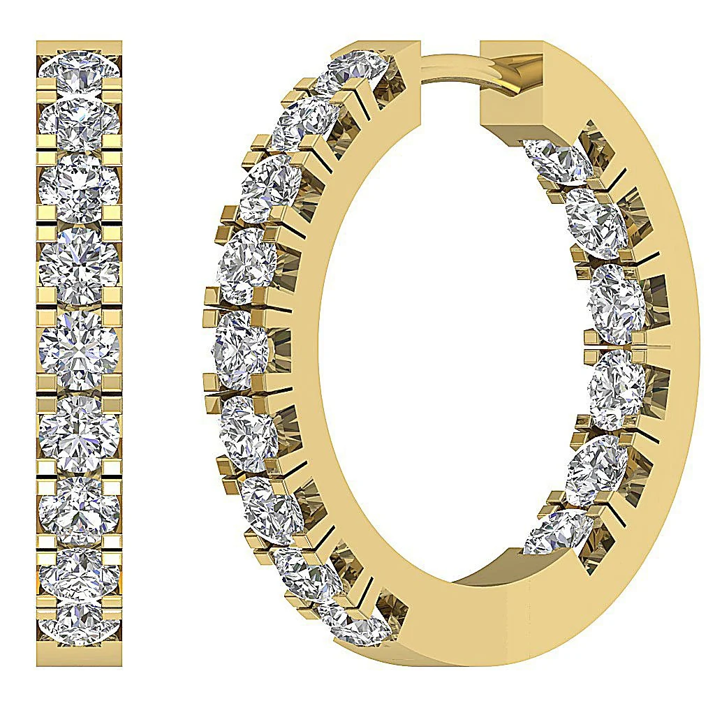 The Damian 14K Yellow Gold In Outside Hoop Earring Natural Diamond 0.70 Inch - Image 12
