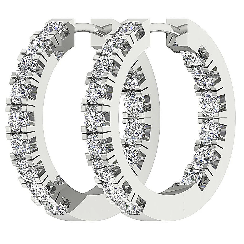 The Damian 14K Yellow Gold In Outside Hoop Earring Natural Diamond 0.70 Inch - Image 3