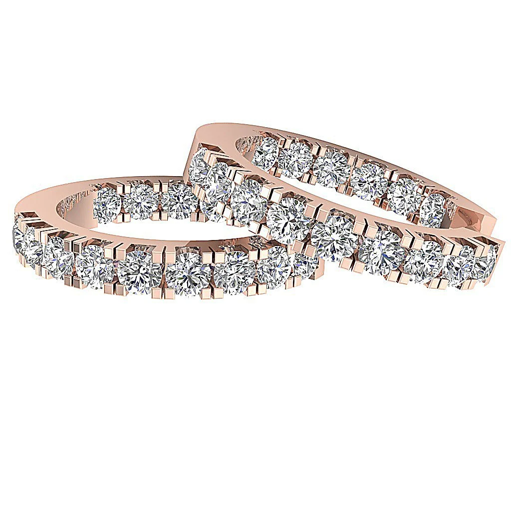 The Damian 14K Yellow Gold In Outside Hoop Earring Natural Diamond 0.70 Inch - Image 4
