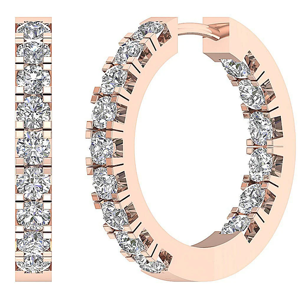 The Damian 14K Yellow Gold In Outside Hoop Earring Natural Diamond 0.70 Inch - Image 8
