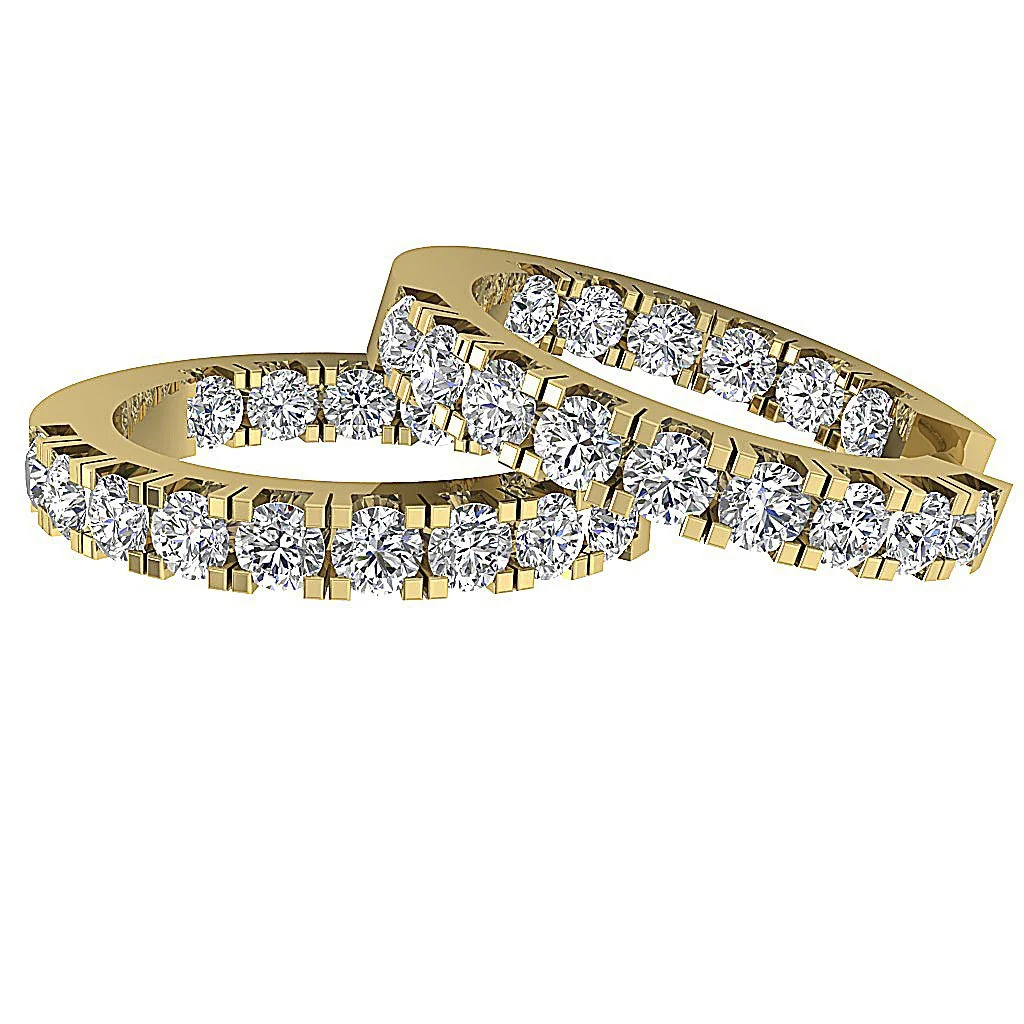 The Damian 14K Yellow Gold In Outside Hoop Earring Natural Diamond 0.70 Inch - Image 9