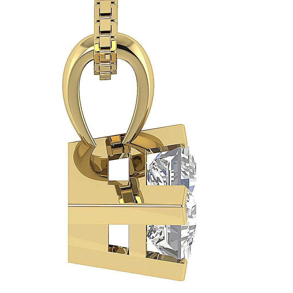 SI1 G 0.65Ct Square Princess Cut Solitaire Diamond 14k Solid Gold Pendant Necklace Prong Set - Image 7