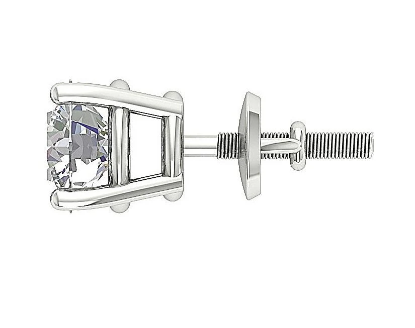 Platinum Gold Genuine Round Diamond SI1 G 1.50Ct Solitaire Stud Earring 5.80 MM - Image 4