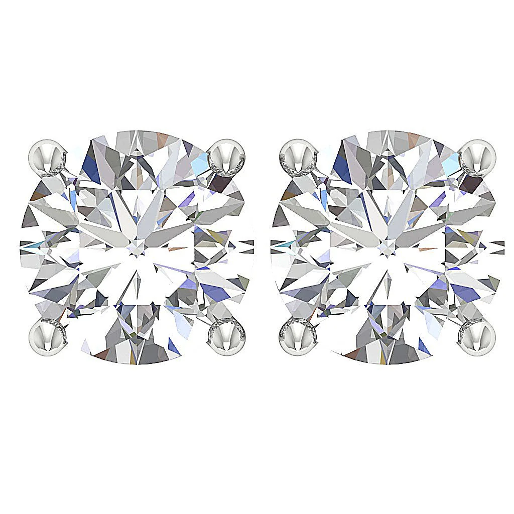 Platinum Gold Genuine Round Diamond SI1 G 1.50Ct Solitaire Stud Earring 5.80 MM - Image 5