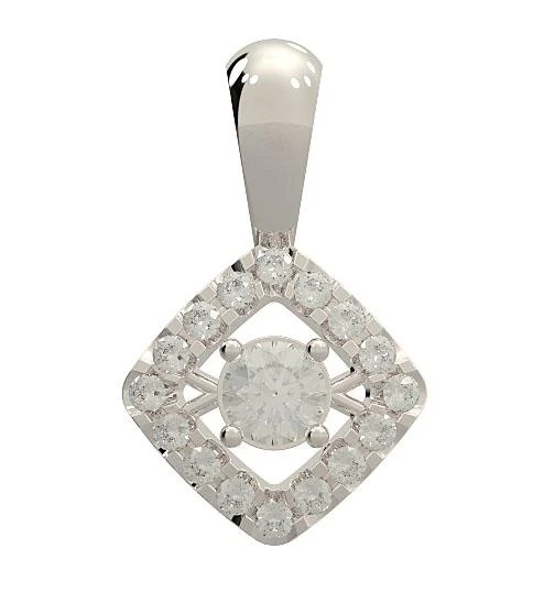 The Damien Square Halo Fashion Pendant Genuine Diamond Prong Set Gold 0.85 Inch - Image 2