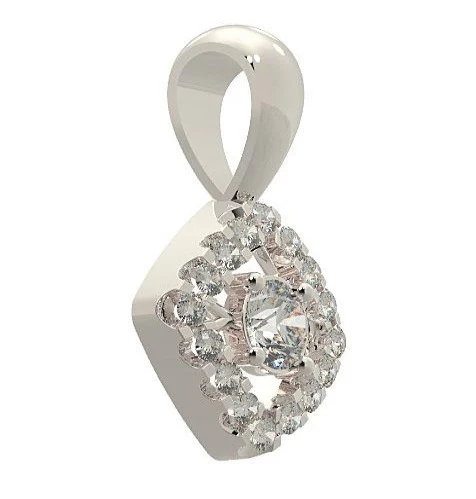 The Damien Square Halo Fashion Pendant Genuine Diamond Prong Set Gold 0.85 Inch - Image 3