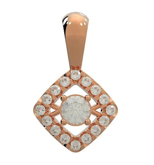 The Damien Square Halo Fashion Pendant Genuine Diamond Prong Set Gold 0.85 Inch - Image 4