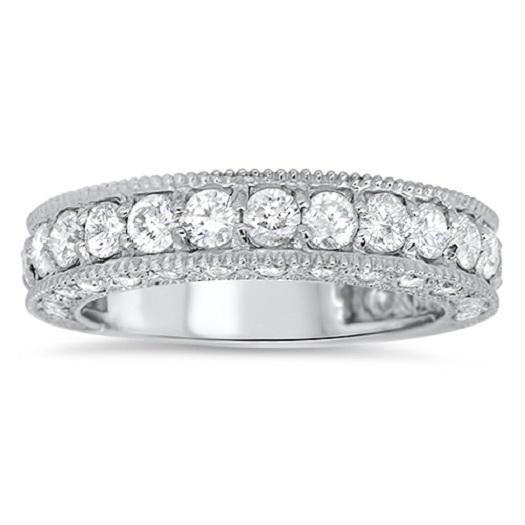 The Damien Designer Eternity Wedding Ring Natural Diamond 14K White Gold Band - Image 2