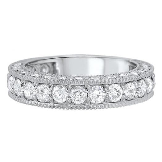 The Damien Designer Eternity Wedding Ring Natural Diamond 14K White Gold Band - Image 5