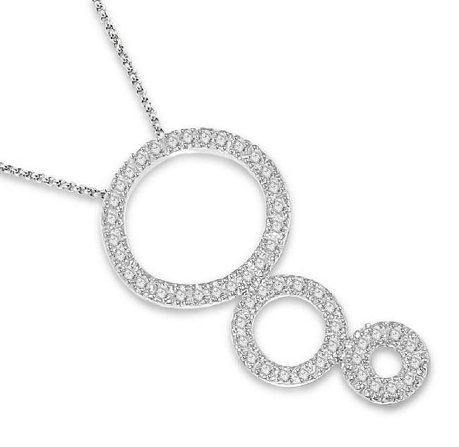 The Daniel Genuine Diamond 14K White Gold Triple Circle Pendant Necklace For Her - Image 3