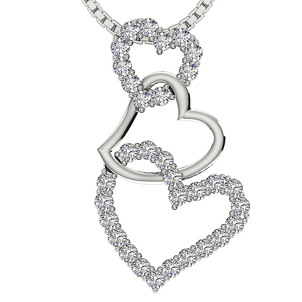 The Dante 14K Solid Gold Heart Pendant Necklaces With Real Diamonds Pave Set