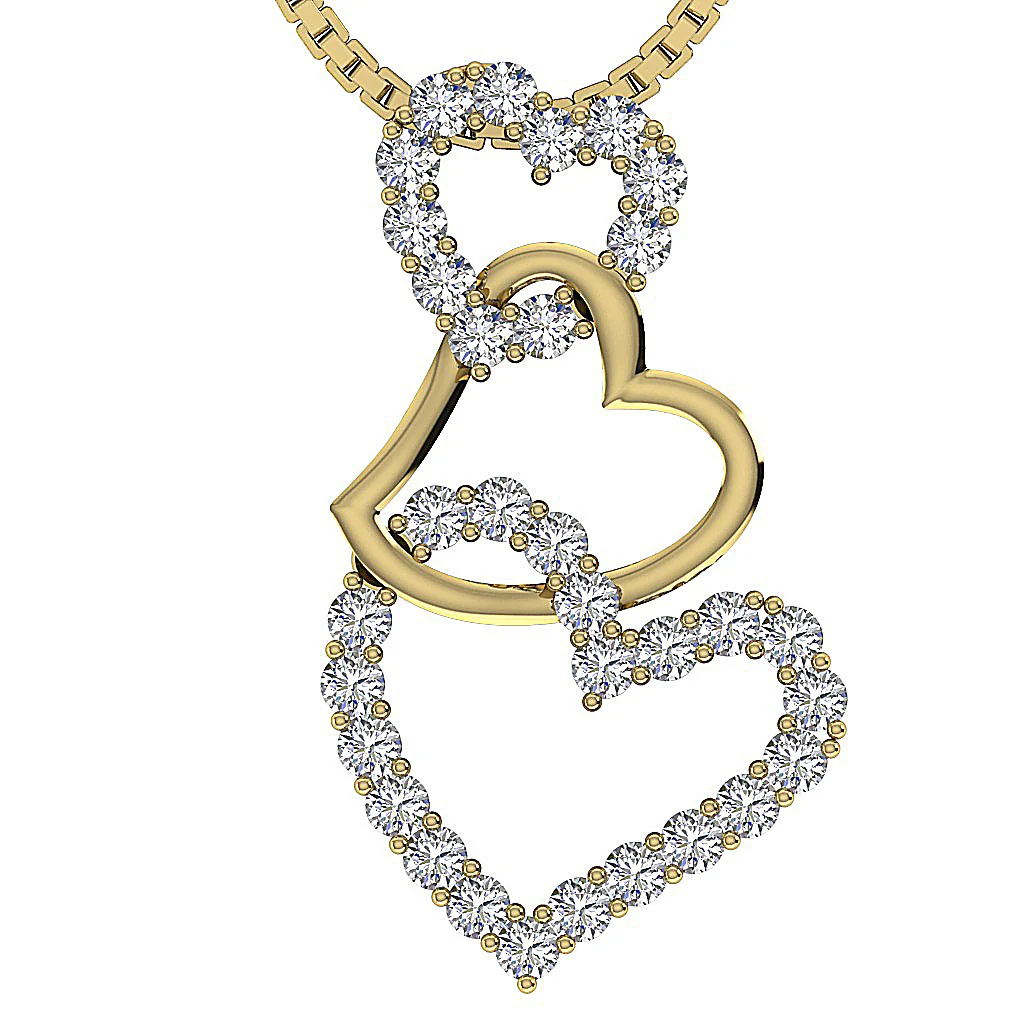 The Dante 14K Solid Gold Heart Pendant Necklaces With Real Diamonds Pave Set - Image 2