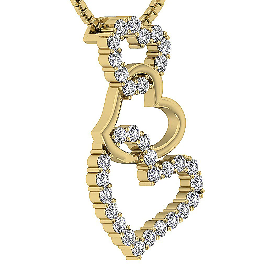 The Dante 14K Solid Gold Heart Pendant Necklaces With Real Diamonds Pave Set - Image 5