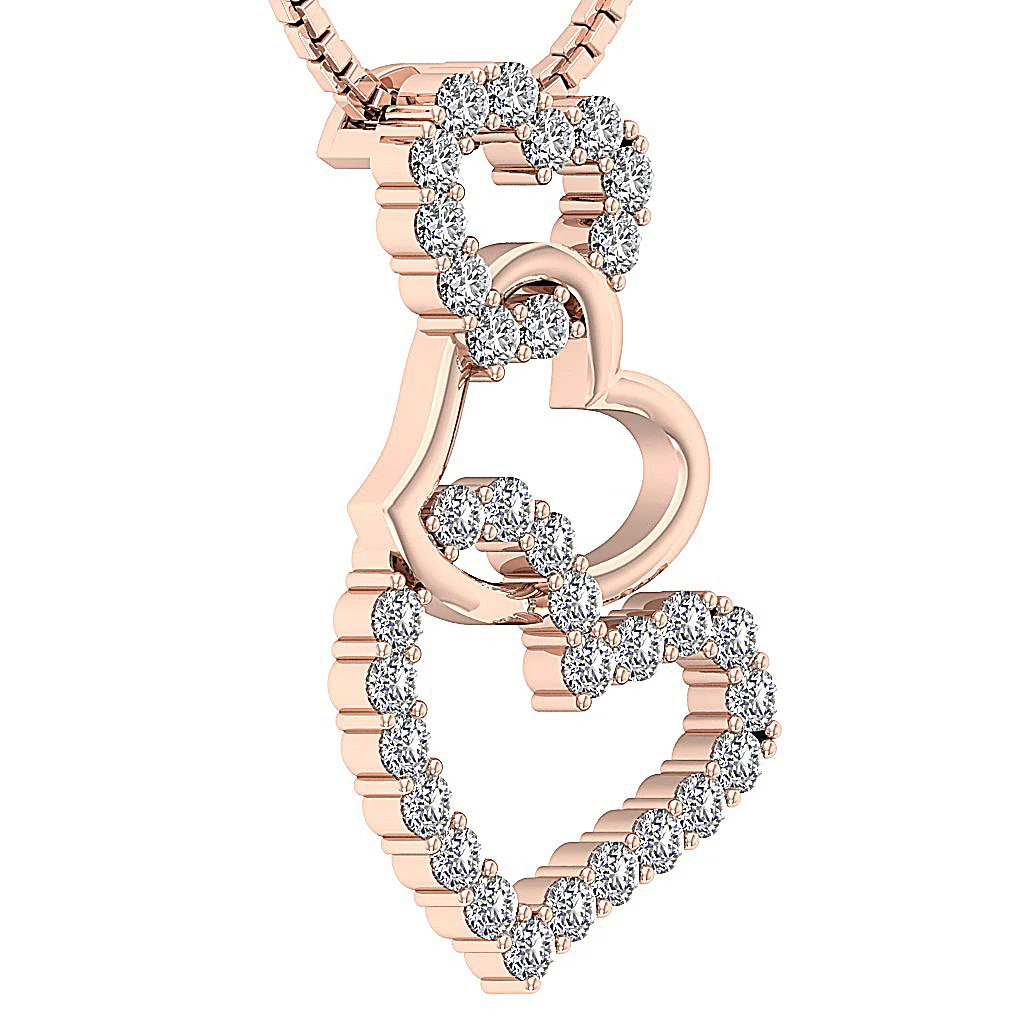 The Dante 14K Solid Gold Heart Pendant Necklaces With Real Diamonds Pave Set - Image 6