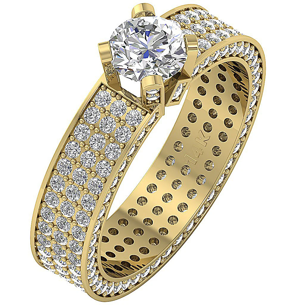 The Darius Beautiful Eternity Solitaire Diamond Engagement Ring 14k Yellow Gold