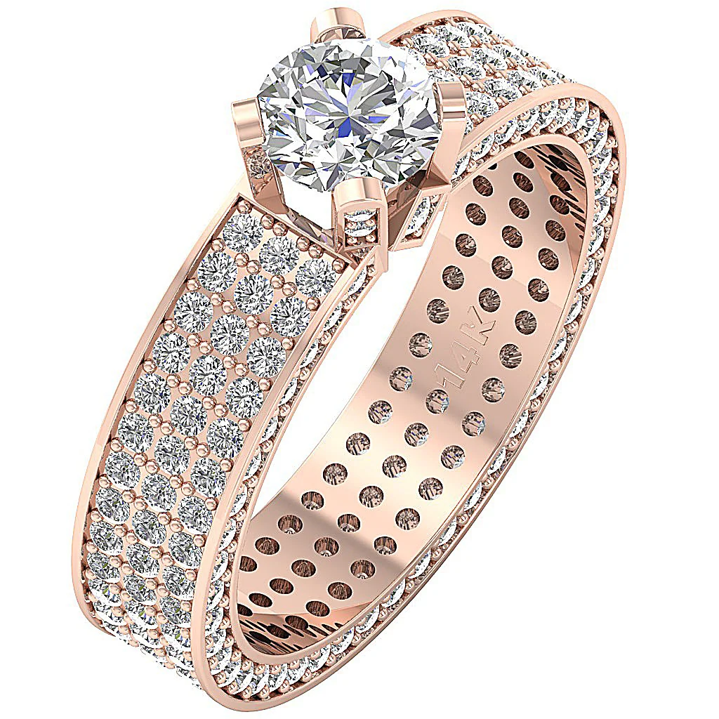 The Darius Beautiful Eternity Solitaire Diamond Engagement Ring 14k Yellow Gold - Image 2