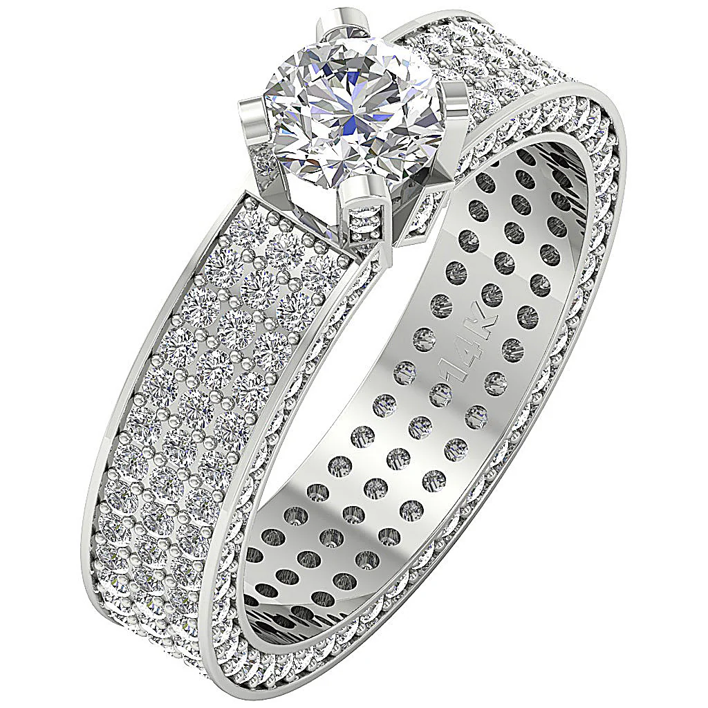 The Darius Beautiful Eternity Solitaire Diamond Engagement Ring 14k Yellow Gold - Image 3