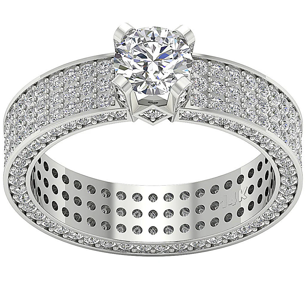 The Darius Beautiful Eternity Solitaire Diamond Engagement Ring 14k Yellow Gold - Image 4