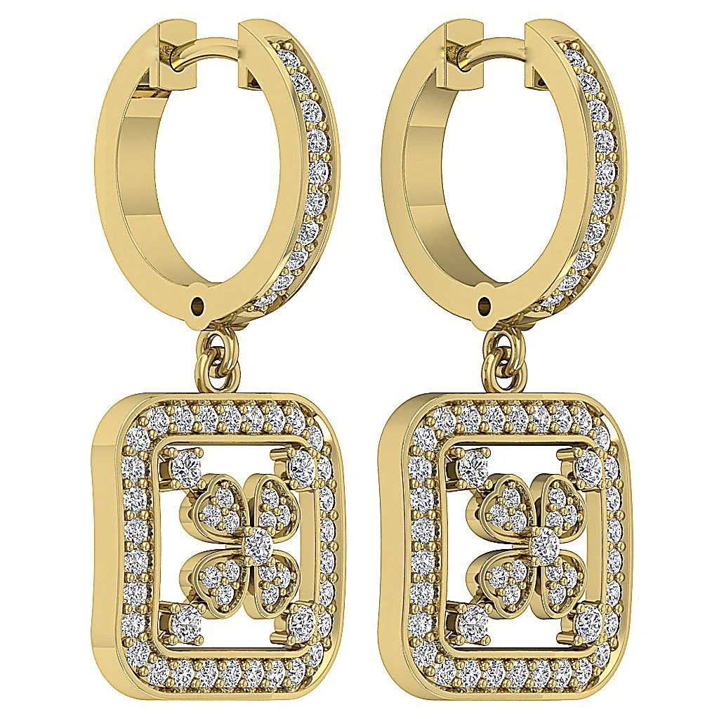 The David Natural Diamond Prong Set Square Fashion Hoop Dangle Earring Rose Gold - Image 4
