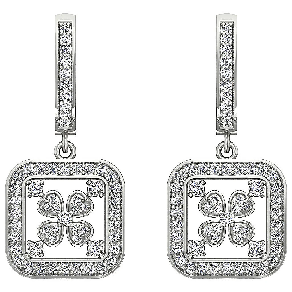 The David Natural Diamond Prong Set Square Fashion Hoop Dangle Earring Rose Gold - Image 8