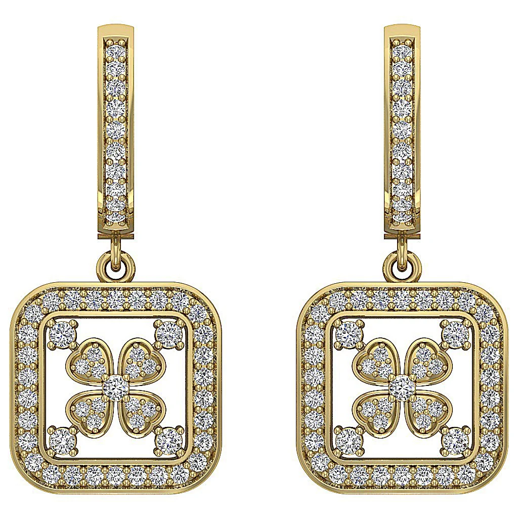 The David Natural Diamond Prong Set Square Fashion Hoop Dangle Earring Rose Gold - Image 9