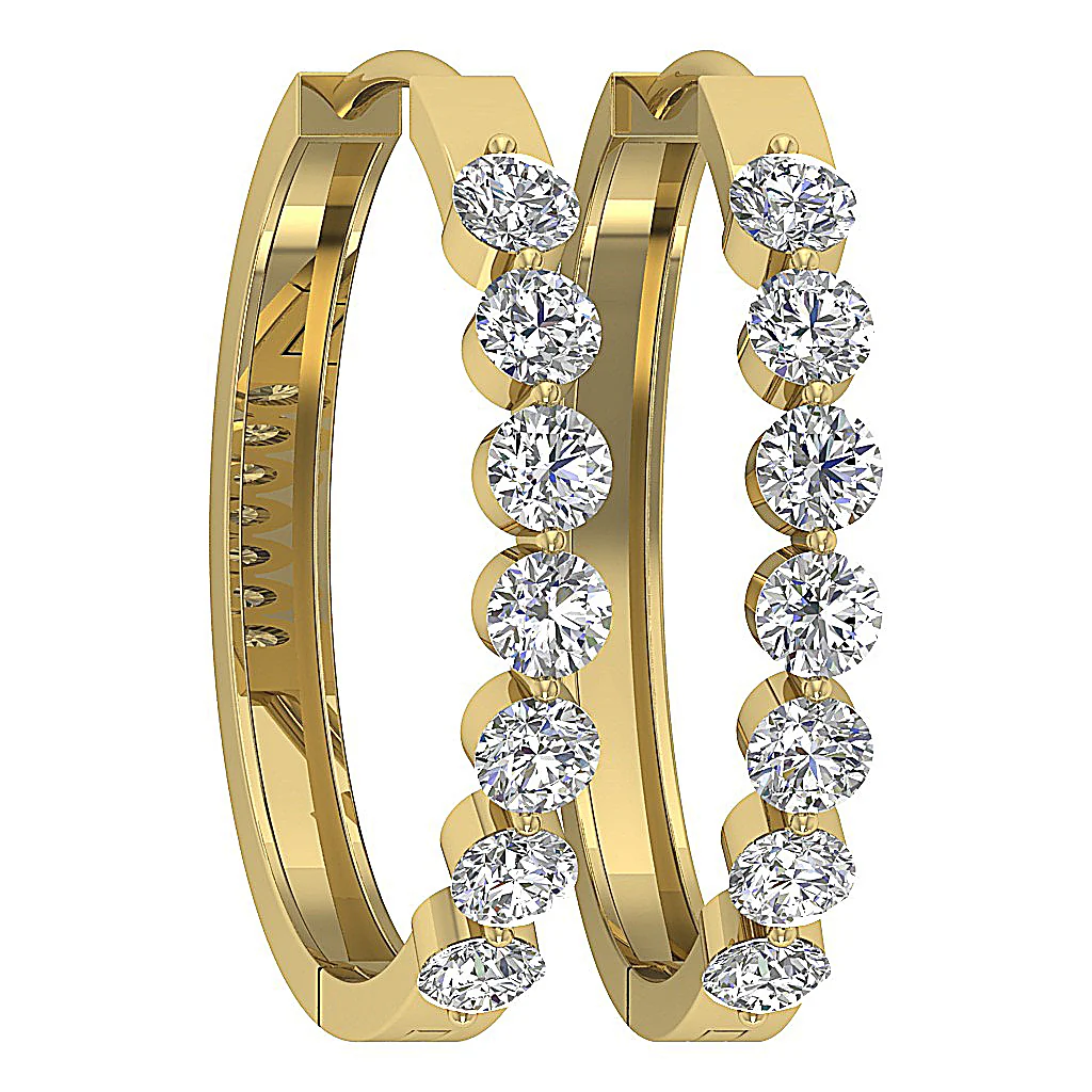 The Dawson Prong Set Hoop Earring For Women Genuine Diamond 14K Solid White Gold - Image 2